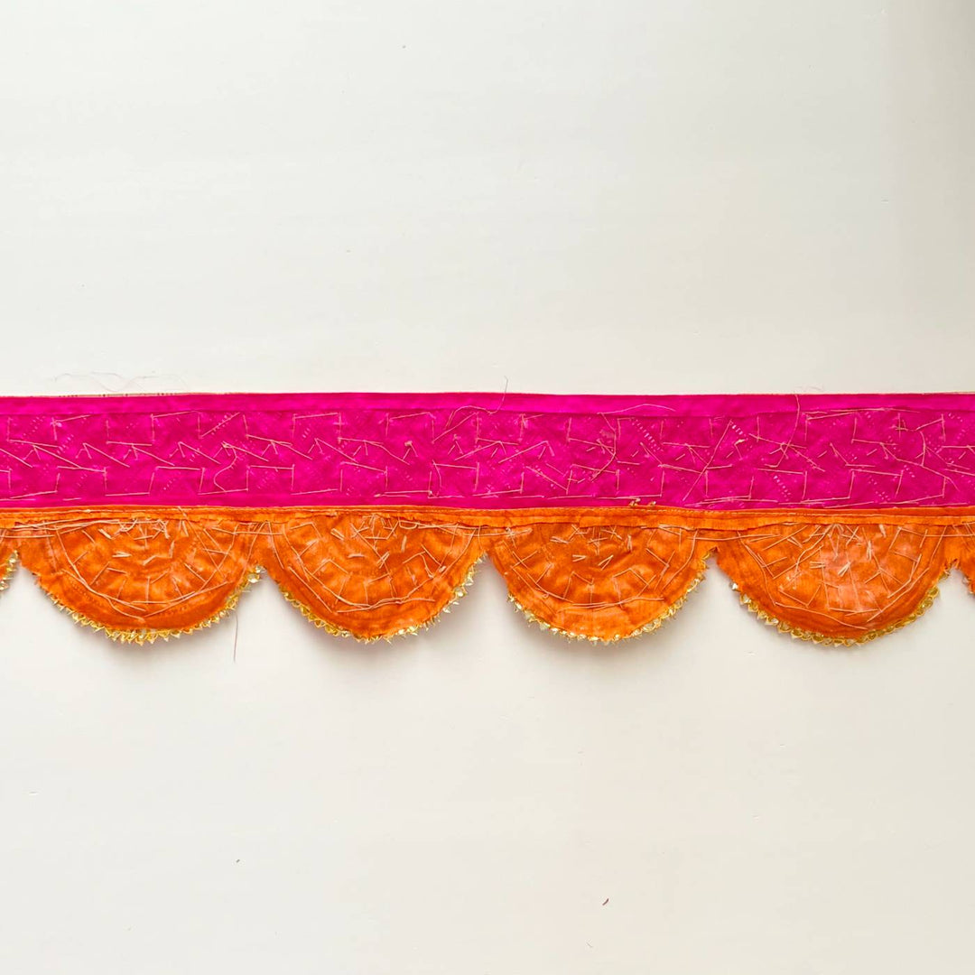 Handmade Gota Patti Orange & Pink Round Toran