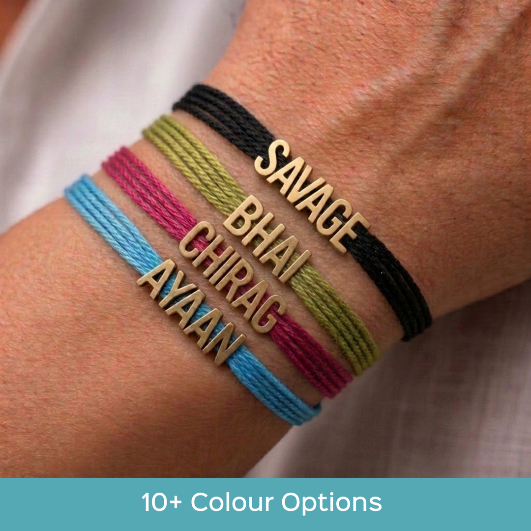 Personalized Handmade Minimalist Name Rakhi With Roli Chawal