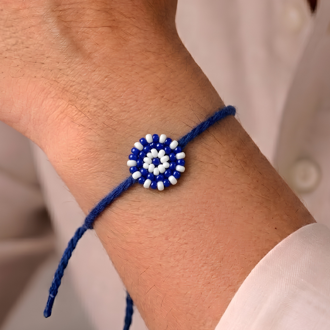 Hand Beaded Chaand Rakhi With Roli Chawal For Brother