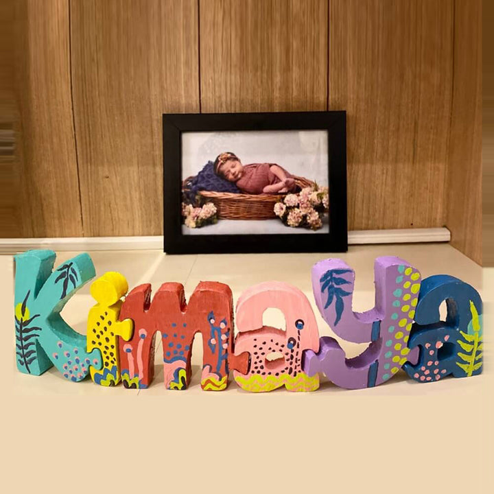 Hand Painted Wooden Jigsaw Name Blocks for Christening Ceremony