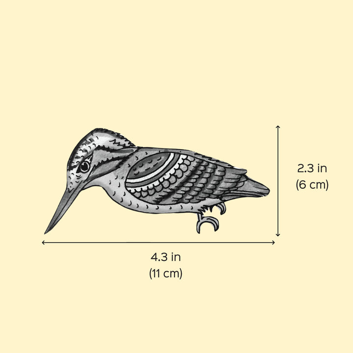 Hand-Painted Kingfisher Bird Tholu Bommalata Fridge Magnet