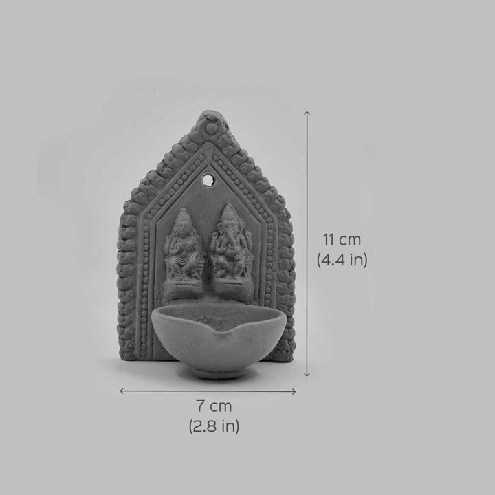 Handmade Lakshmiji & Ganeshji Idol Terracotta Hanging Diya I Set of 2