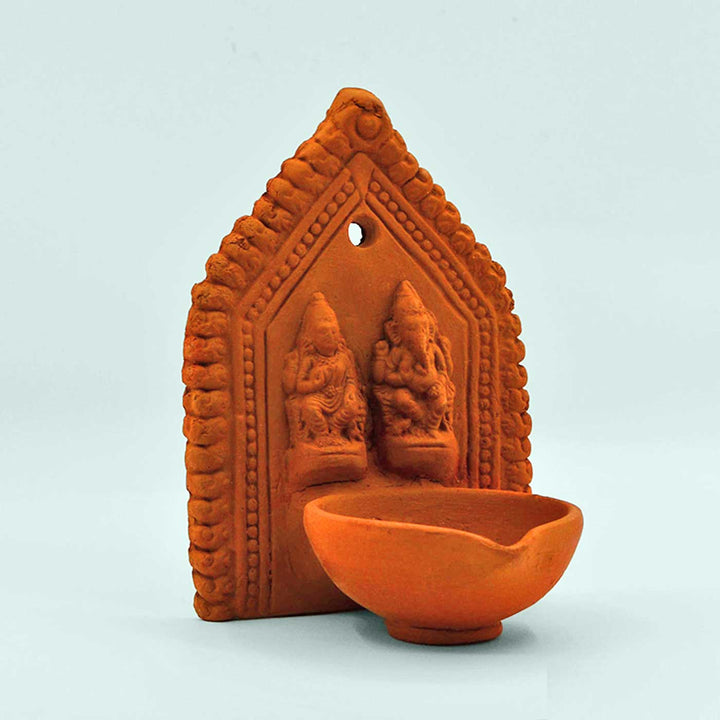 Handmade Lakshmiji & Ganeshji Idol Terracotta Hanging Diya I Set of 2