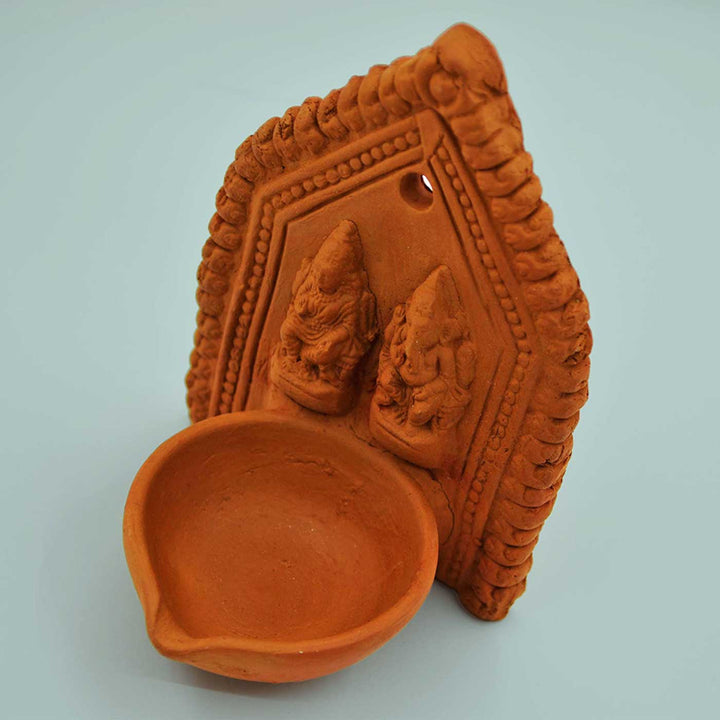 Handmade Lakshmiji & Ganeshji Idol Terracotta Hanging Diya I Set of 2