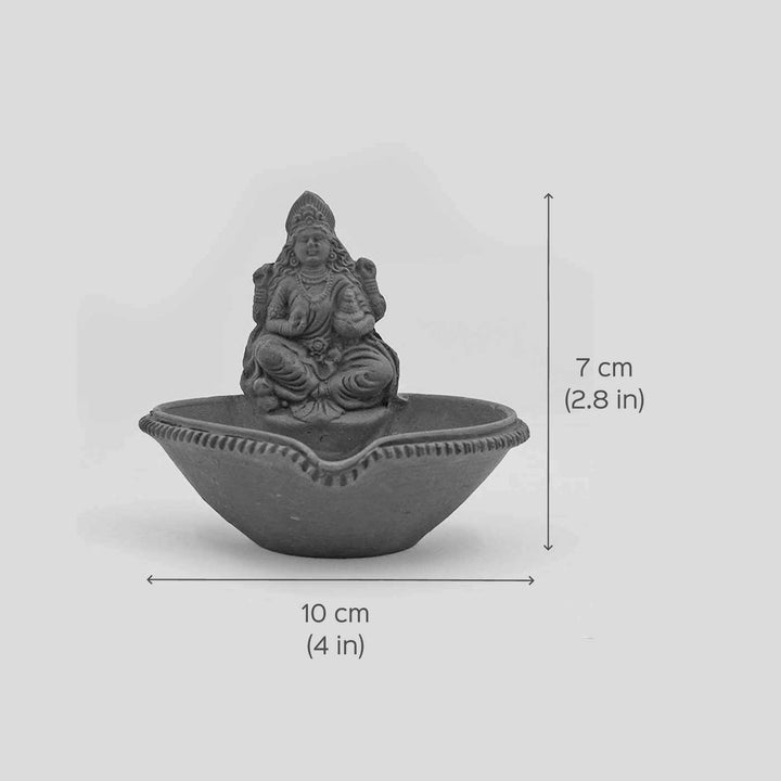 Handmade Lakshmiji Idol Terracotta Diya Ghee Batti Holder
