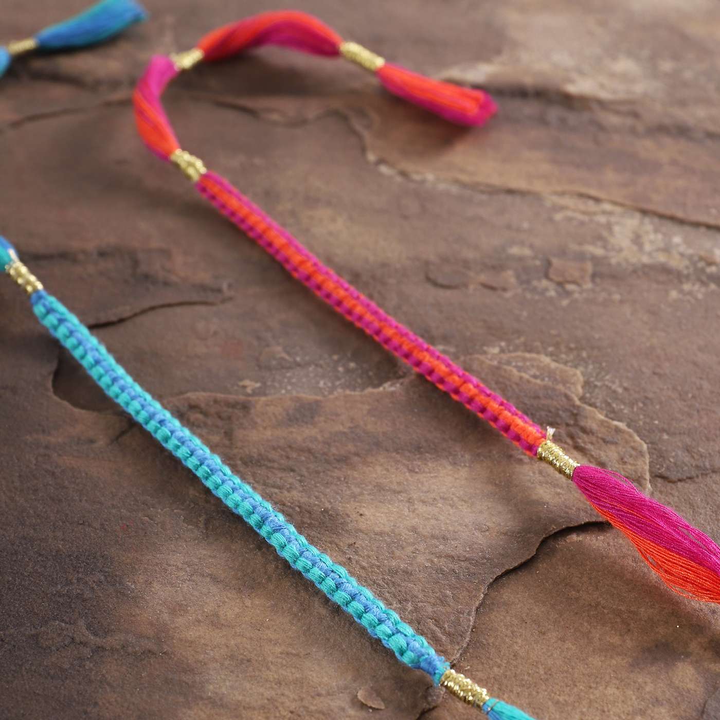 Buy Handmade Beaded Knots Rakhi With Roli Chawal | Set of 2 Online On ...