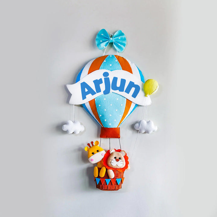 Hand-stitched Hot Air Balloon Felt Kids Nameplate