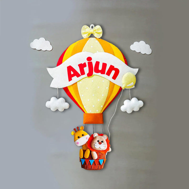 Hand-stitched Hot Air Balloon Felt Kids Nameplate