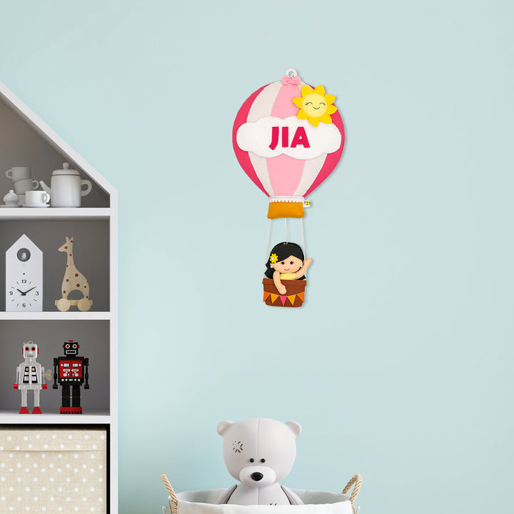 Hand-stitched Hot Air Balloon Felt Kids Nameplate - Zwende