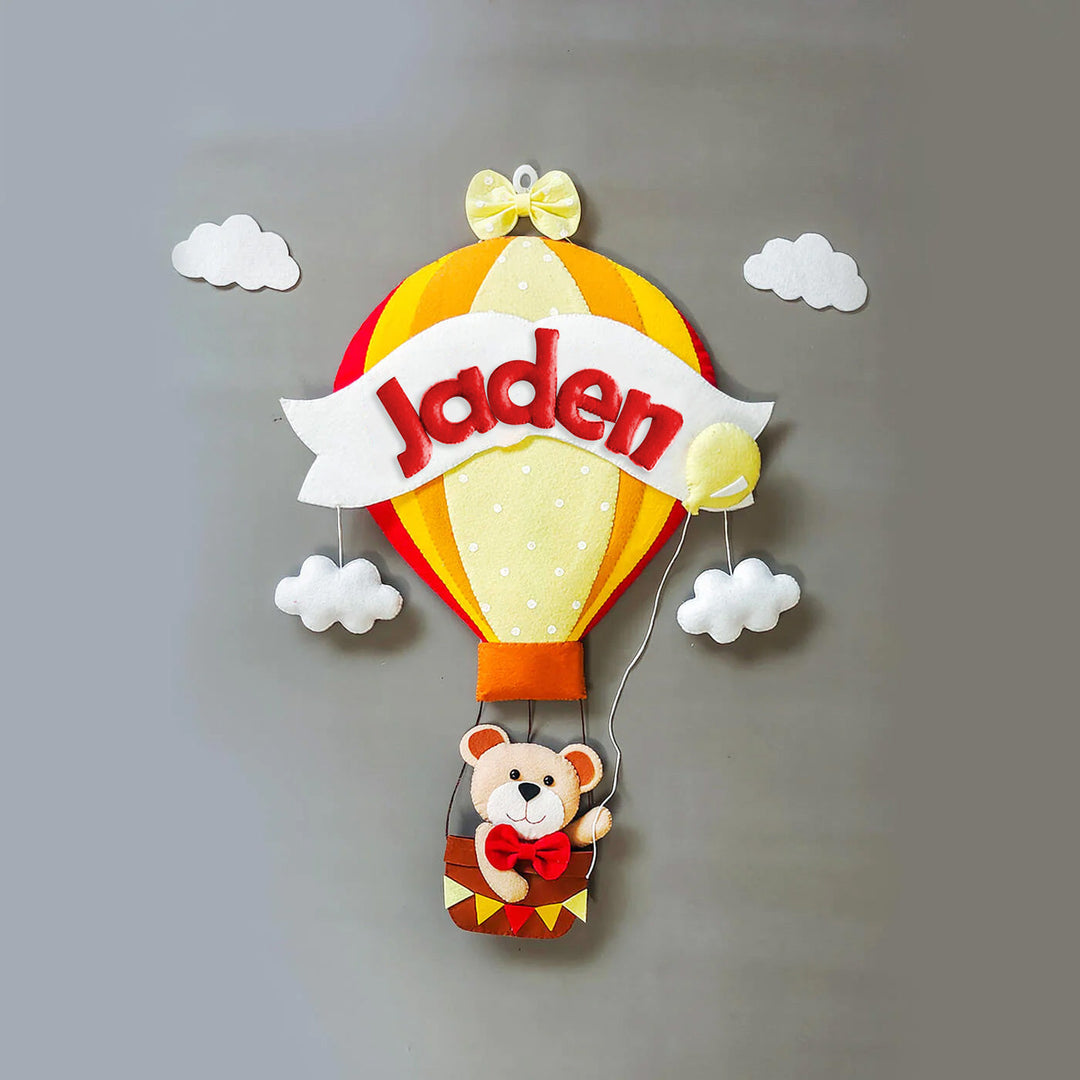 Hand-stitched Hot Air Balloon Felt Nameplate