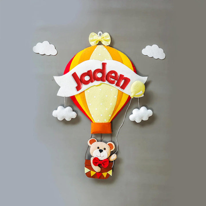 Hand-stitched Hot Air Balloon Felt Nameplate