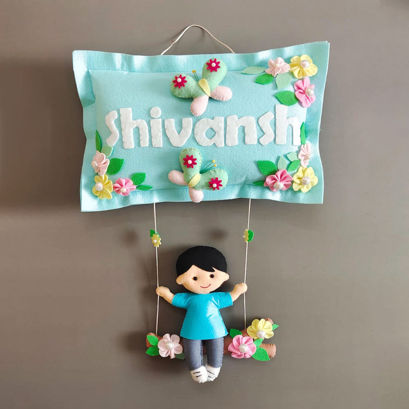 Hand-stitched Felt Nameplate with Swing