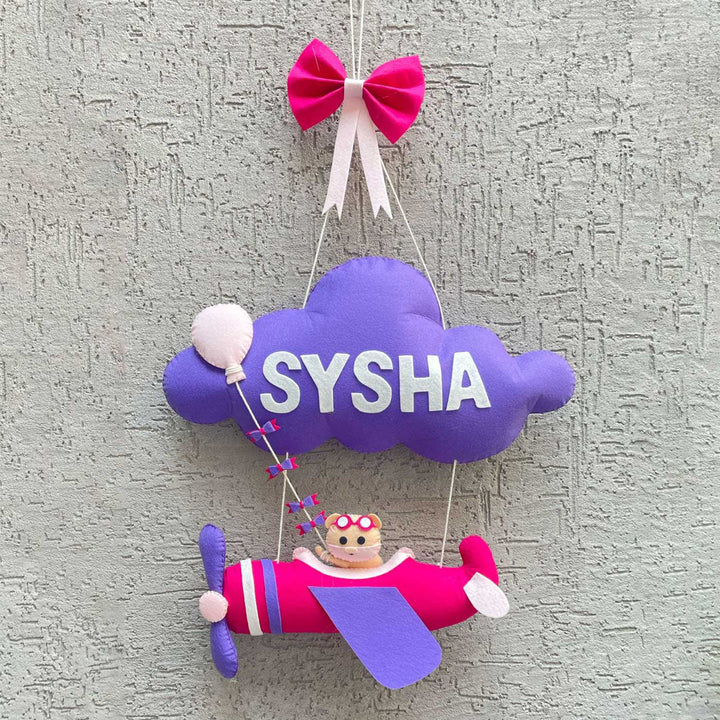Handmade Personalized Felt Name Hanging - Aviator