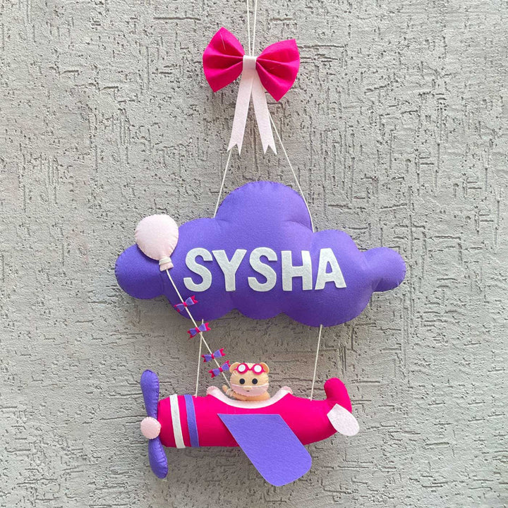 Handmade Personalized Felt Name Hanging - Aviator