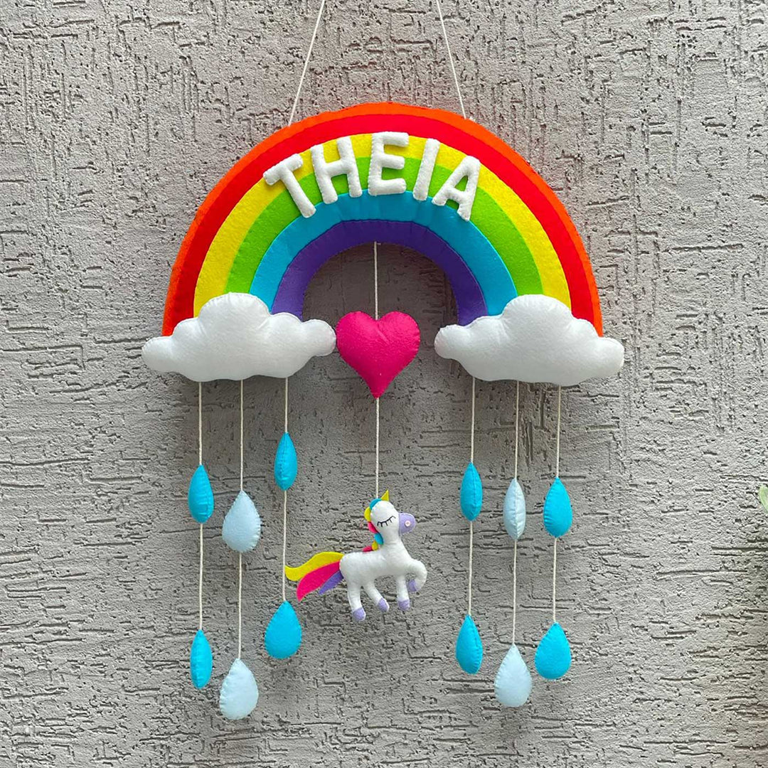 Handmade Personalized Felt Name Hanging - Rainbow