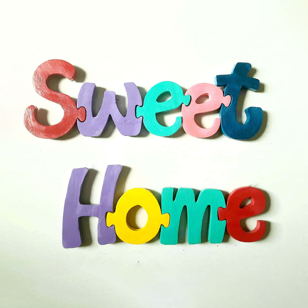 Hand Painted Wooden Jigsaw Name Blocks for House Warming