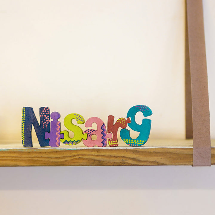 Hand Painted Wooden Jigsaw Name Blocks