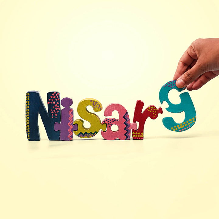 Hand Painted Wooden Jigsaw Name Blocks - Zwende