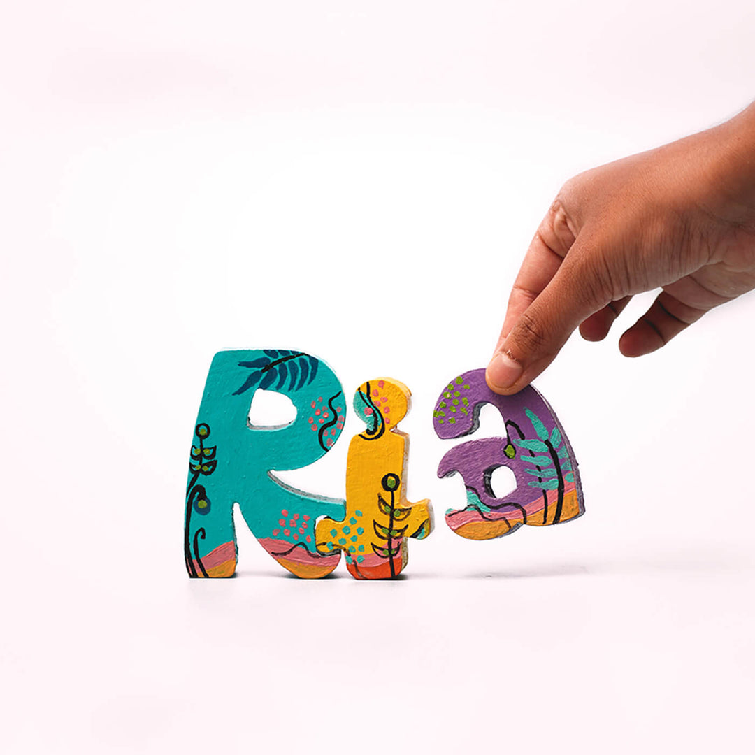 Hand Painted Wooden Jigsaw Name Blocks