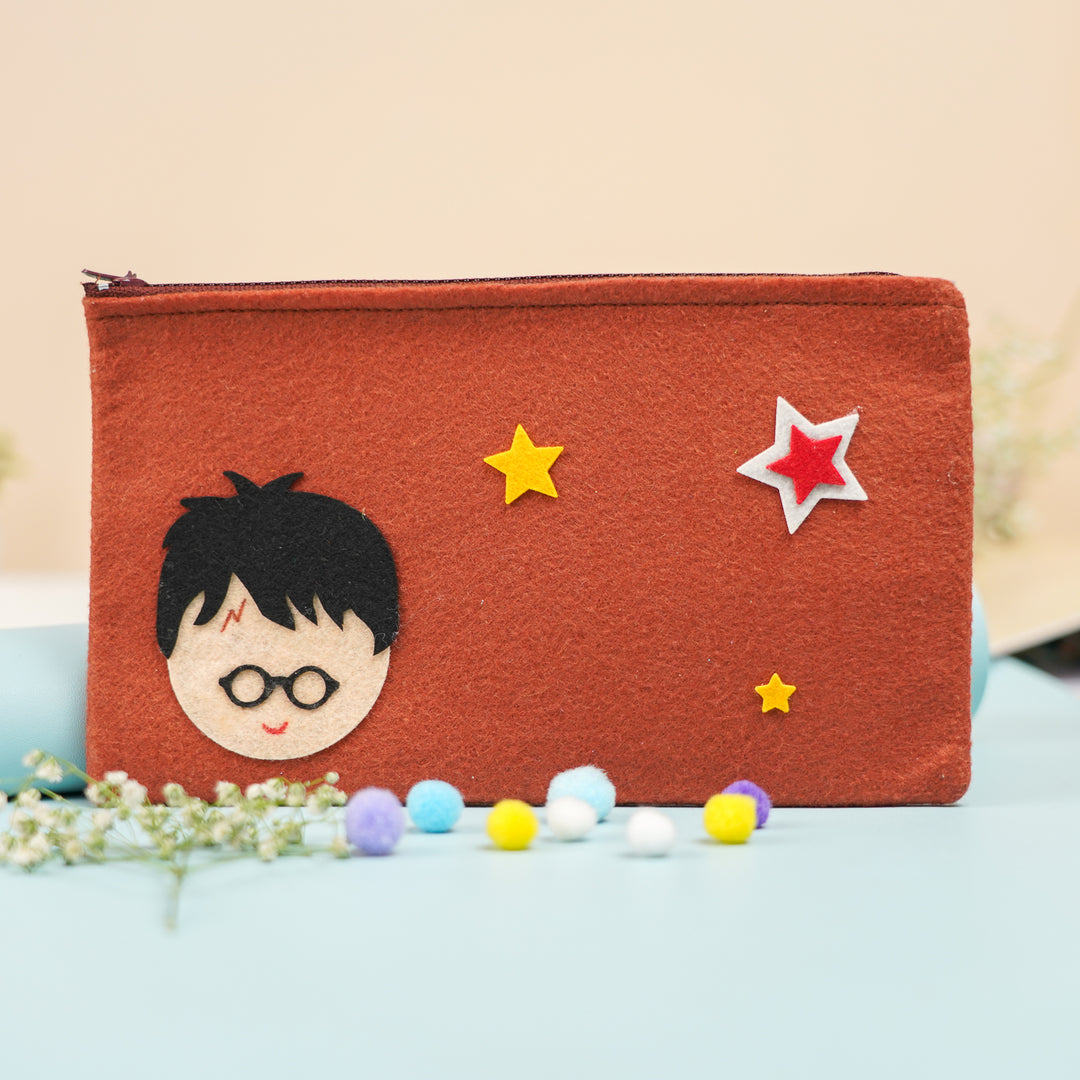 Handmade Harry Potter Theme Felt Rakhi Hamper With Roli Chawal Includes 1 Pouch 1 Rakhi - Front View of Pouch