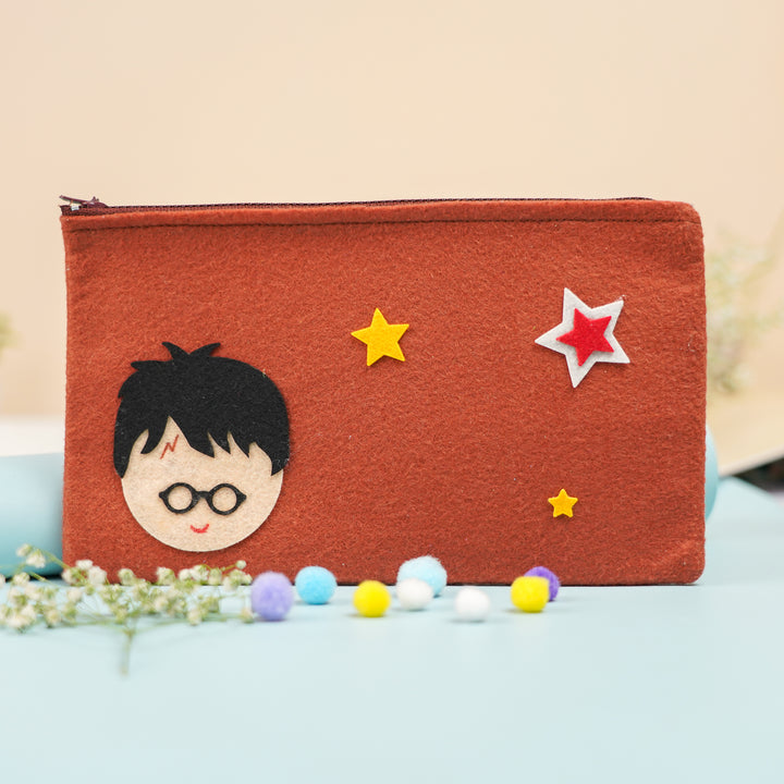 Handmade Harry Potter Theme Felt Rakhi Hamper With Roli Chawal Includes 1 Pouch 1 Rakhi - Front View of Pouch
