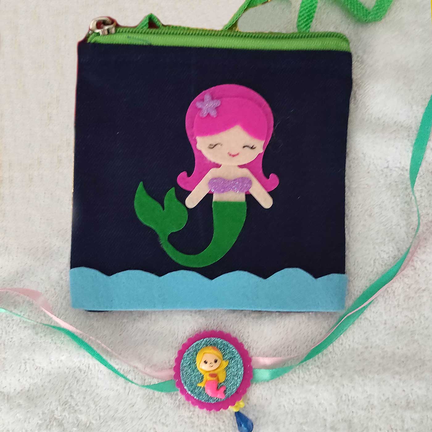 Buy Personalized Handmade Mermaid Theme Felt Kids Rakhi & Sling Bag ...
