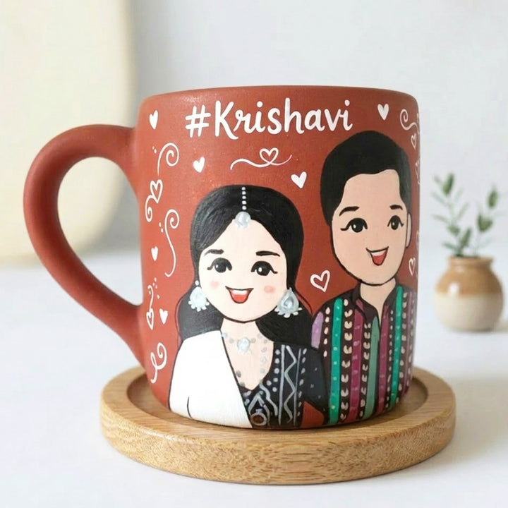 Photo Personalized Hand-Painted Wedding Theme Terracotta Mug