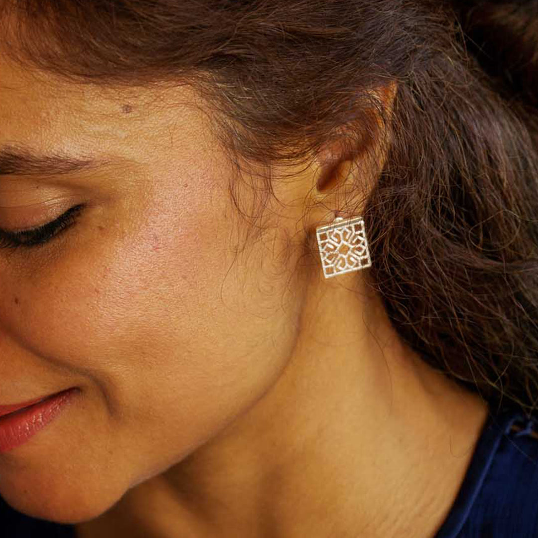 Handmade Contemporary Kshiti Silver Earrings