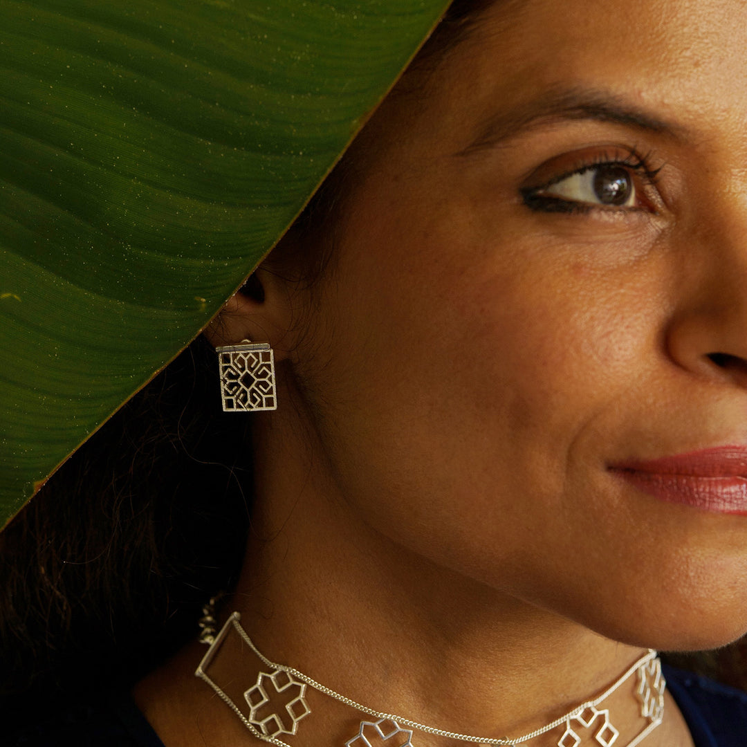 Handmade Contemporary Kshiti Silver Earrings