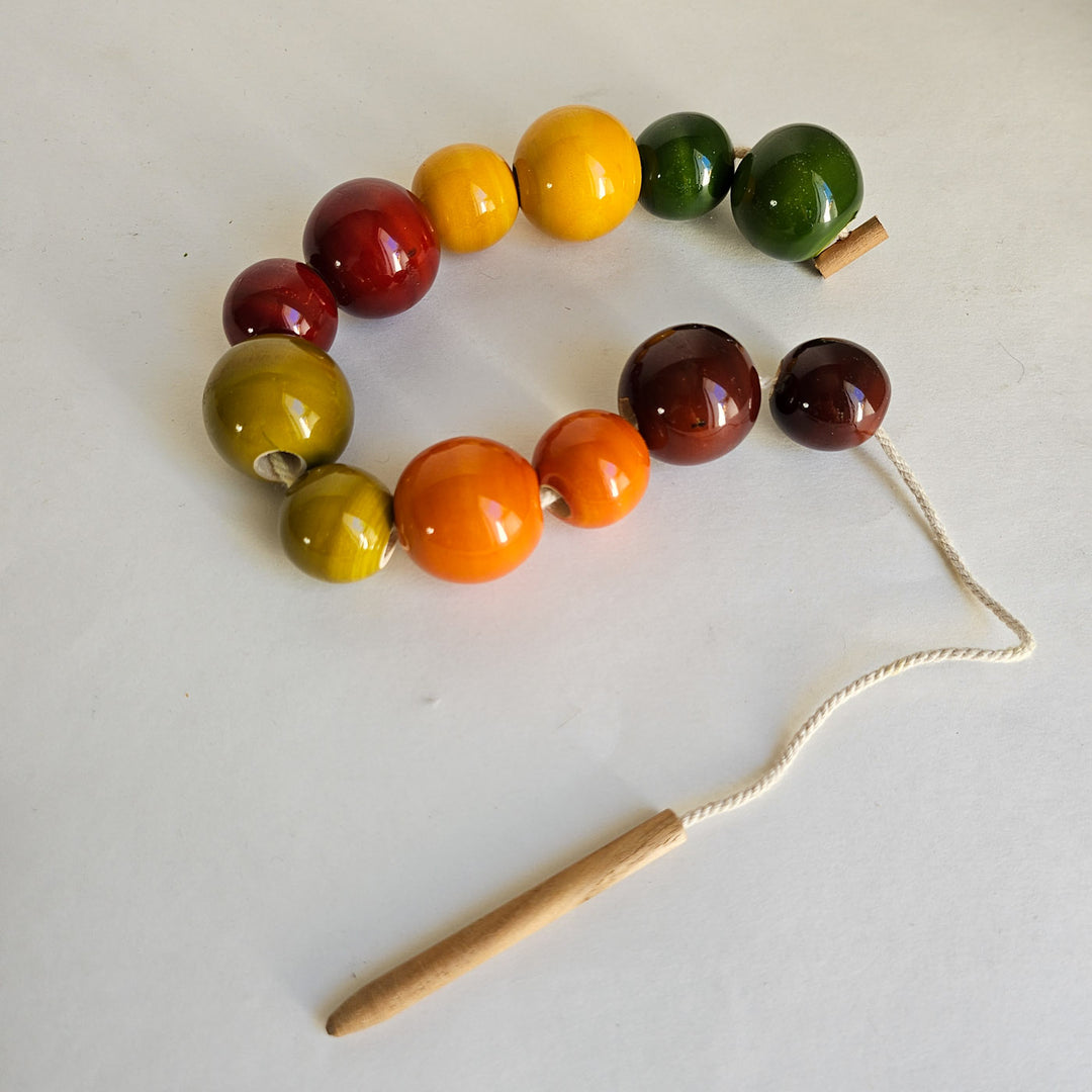 Wooden Lacing Beads | Handmade Etikopakka Motor Skills Toy | 3+ Years