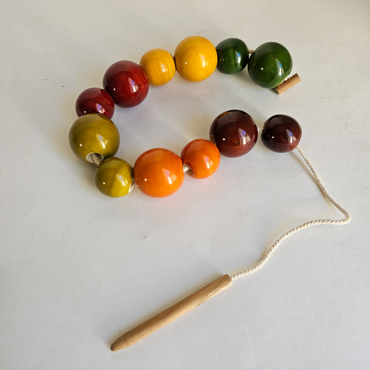 Wooden Lacing Beads | Handmade Etikopakka Motor Skills Toy | 3+ Years