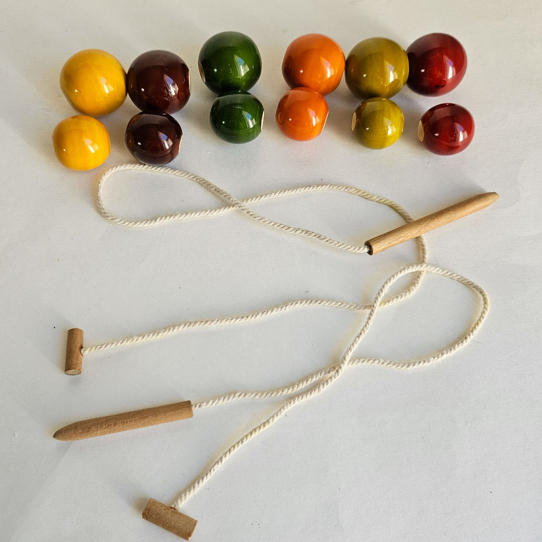 Wooden Lacing Beads | Handmade Etikopakka Motor Skills Toy | 3+ Years