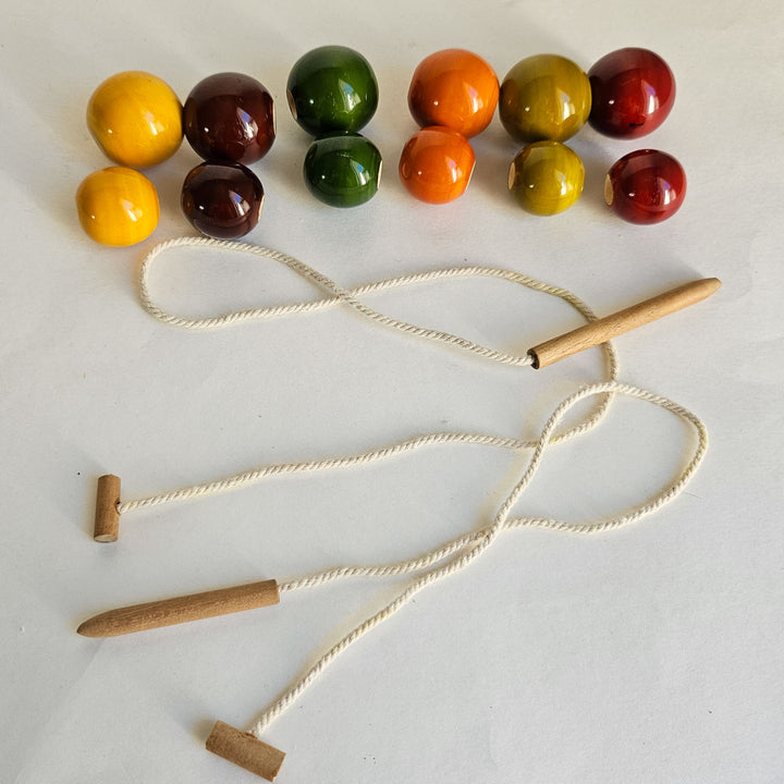Wooden Lacing Beads | Handmade Etikopakka Motor Skills Toy | 3+ Years