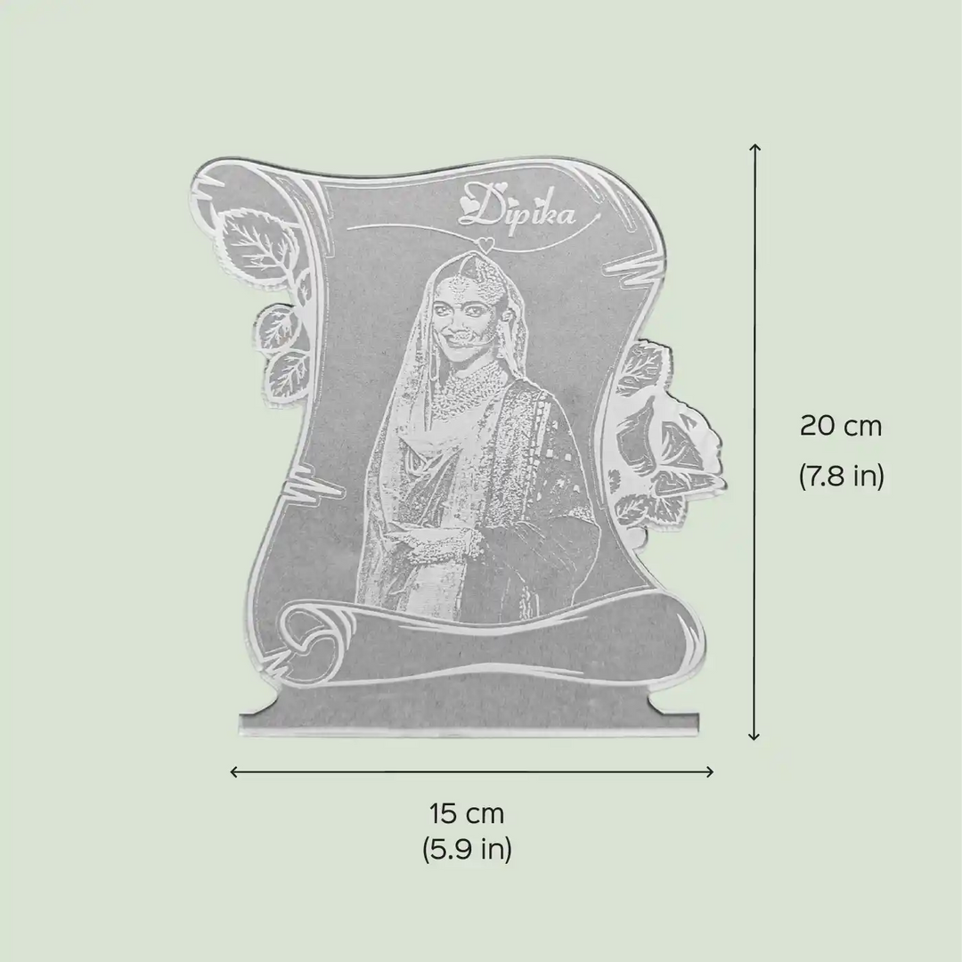 Photo Personalized Engraved Rose Theme Acrylic Table Lamp