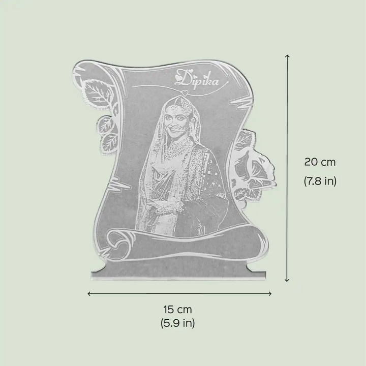 Photo Personalized Engraved Rose Theme Acrylic Table Lamp