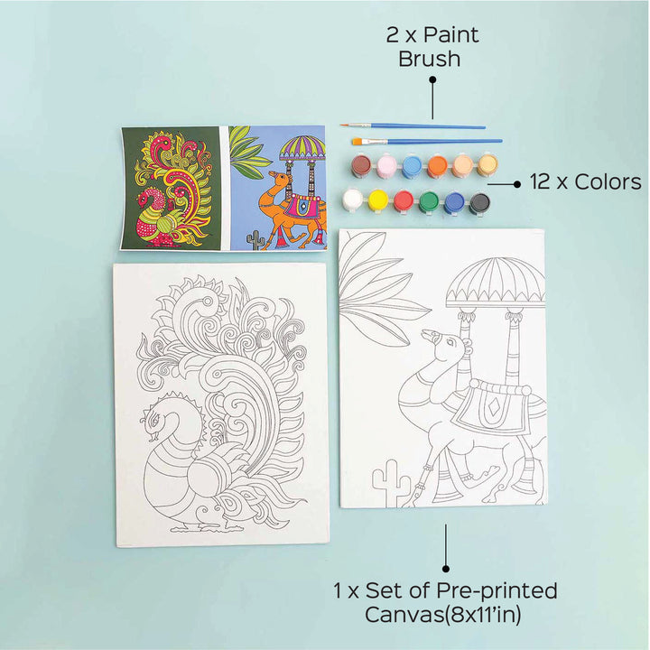 Kalamkari Art Premarked Canvas DIY Kit