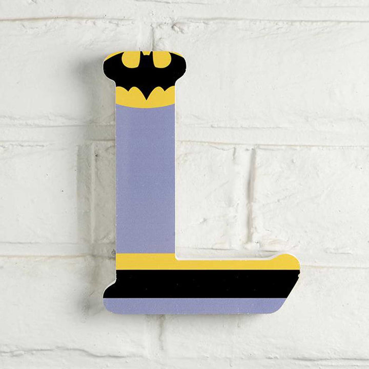 Handmade Batman Theme MDF Wood 3D Wall Letter For Kids - L