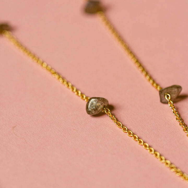 Handmade Labradorite And Lapis Choker Brass Necklace