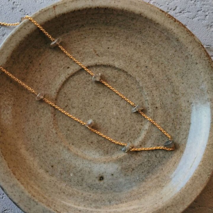 Handmade Labradorite Design Brass Necklace