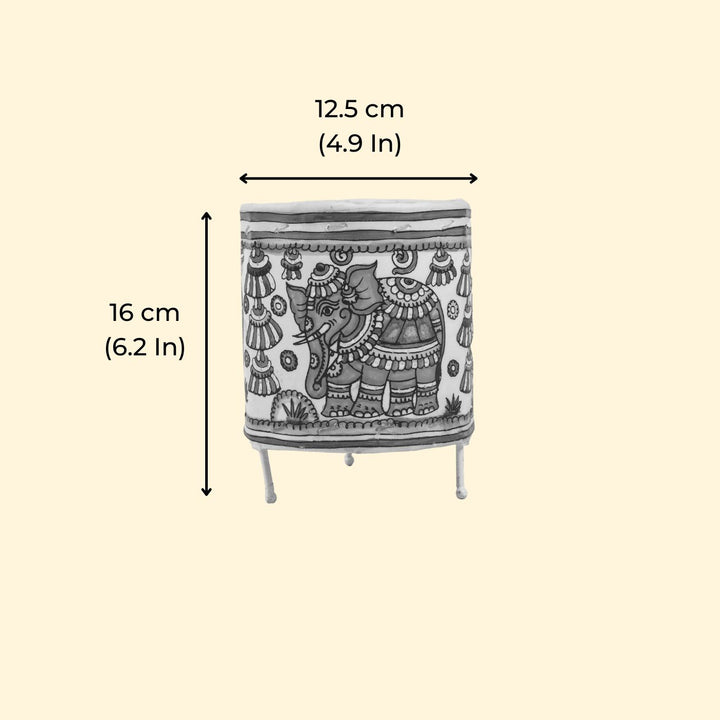 Hand Painted Tholu Bommalata Small Tabletop Lamp | 5 inches