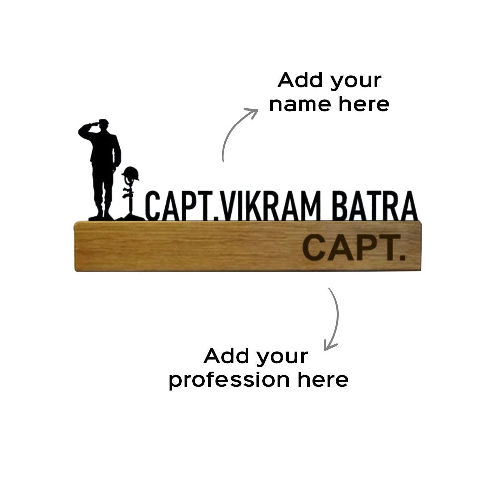 Personalized Minimal Desk Name Plate for Army Officers