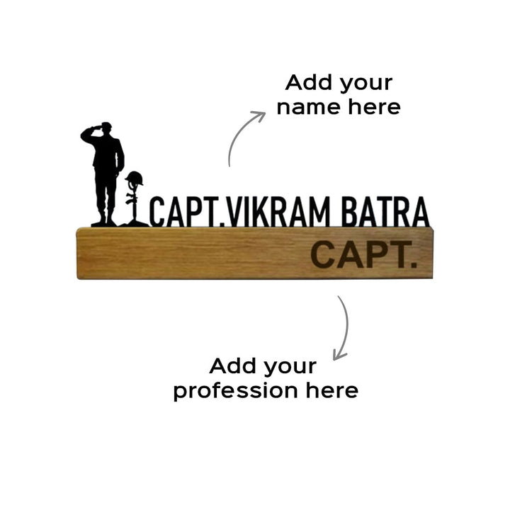 Personalized Minimal Desk Name Plate for Army Officers