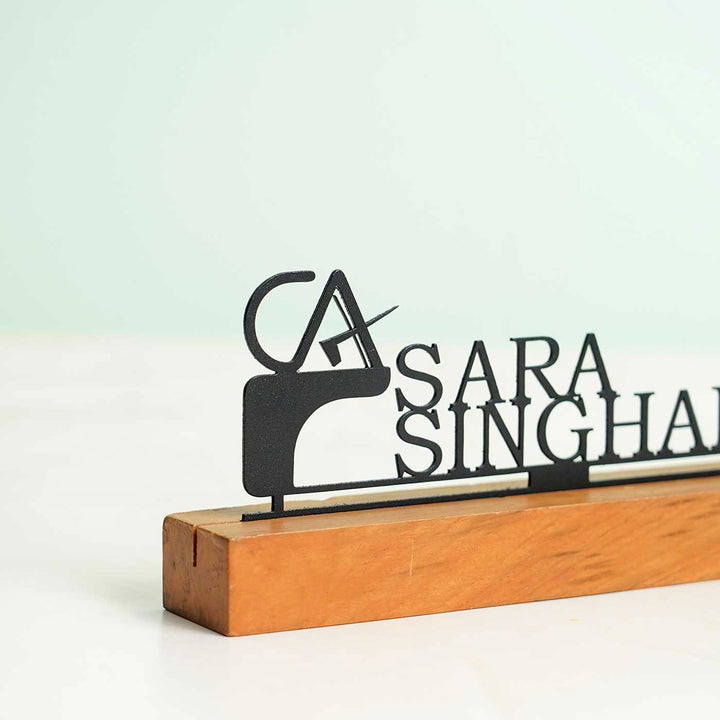 Personalized Minimal Desk Name Plate for Chartered Accountant