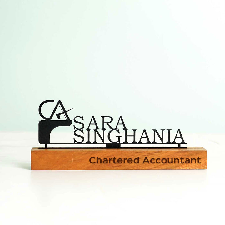 Personalized Minimal Desk Name Plate for Chartered Accountant
