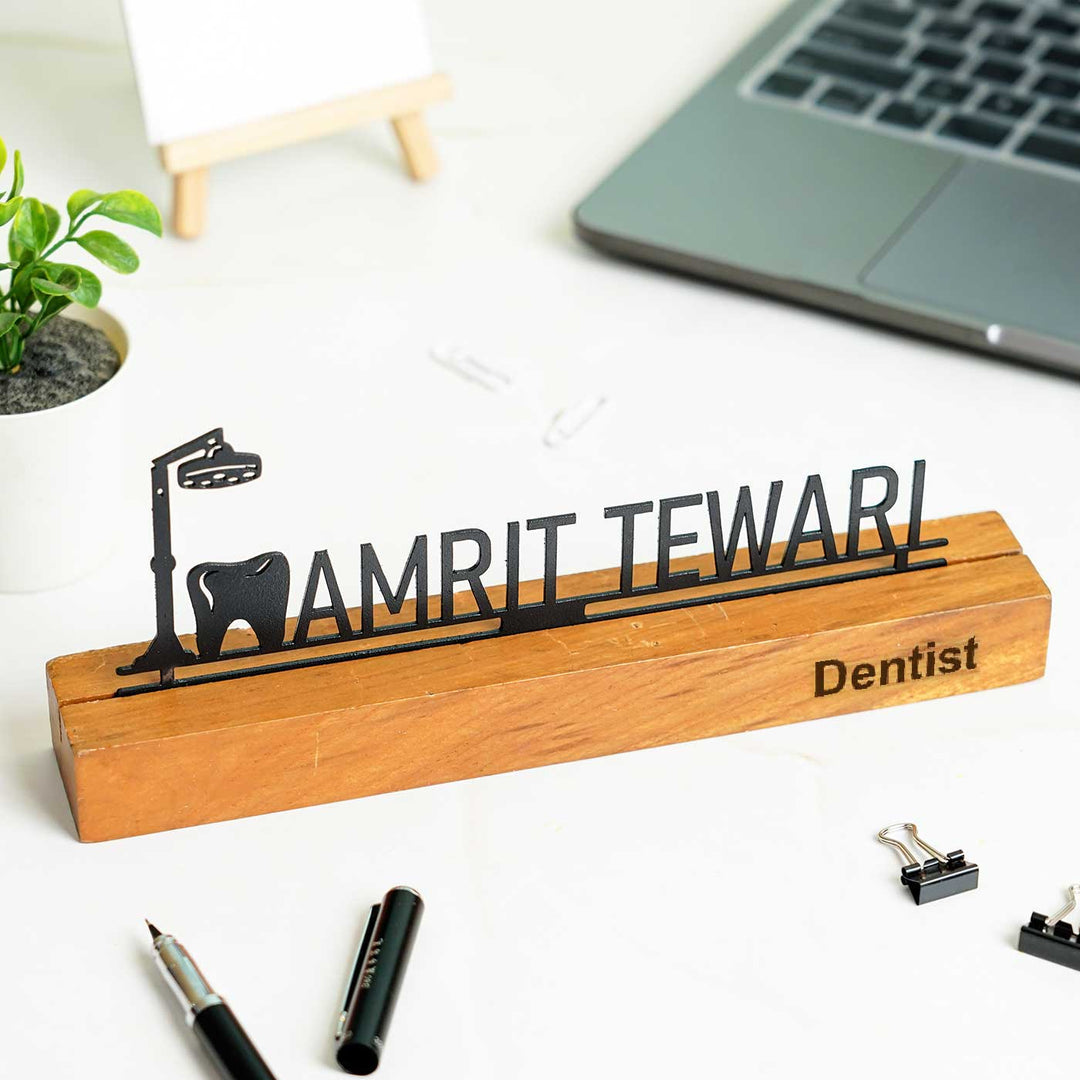 Personalized Minimal Desk Name Plate for Dentists