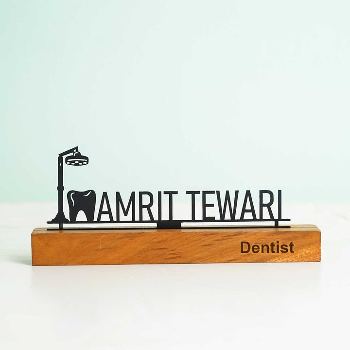 Personalized Minimal Desk Name Plate for Dentists
