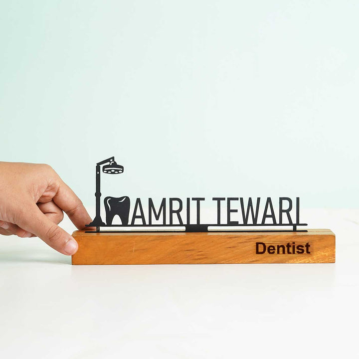 Personalized Minimal Desk Name Plate for Dentists