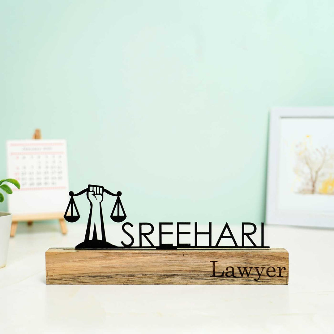 Personalized Minimal Desk Name Plate for Lawyers