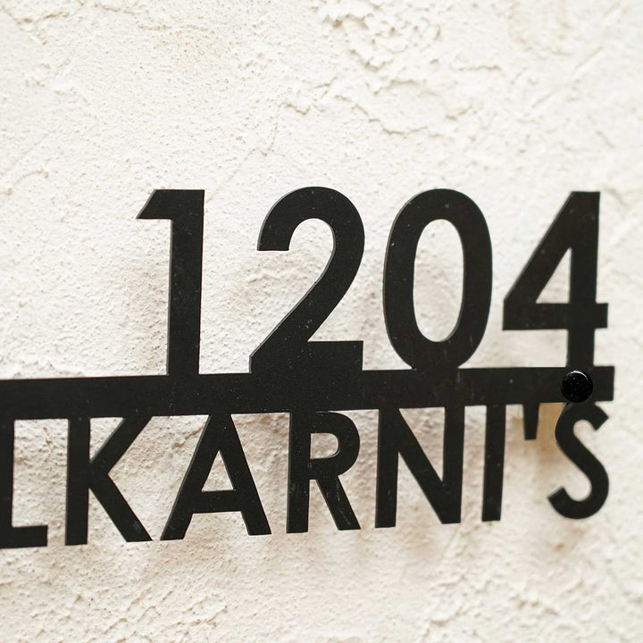 Personalized Modern Weatherproof Name Plate With House Number - Side View Showing Depth and Mounting