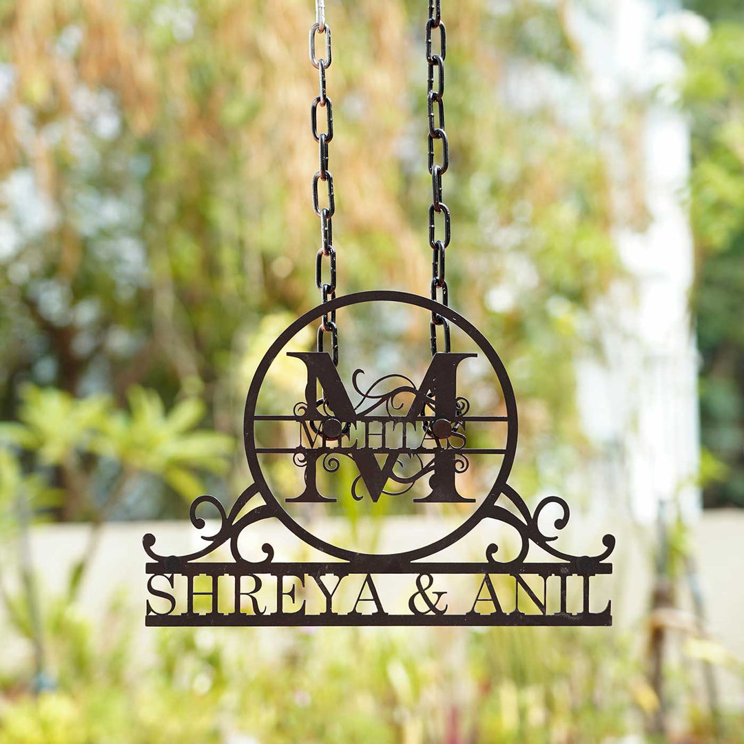 Personalized Ornate Weatherproof Name Plate with Monogram